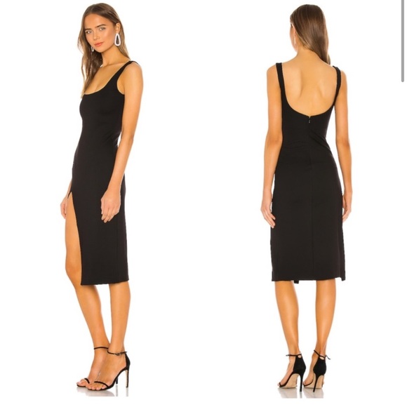 reinette black midi dress Lulus Renee Scoop Back Darted Hip Midi Dress In Black M